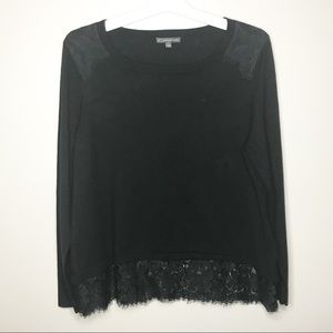 Adrianna Papell black sweater with lace details